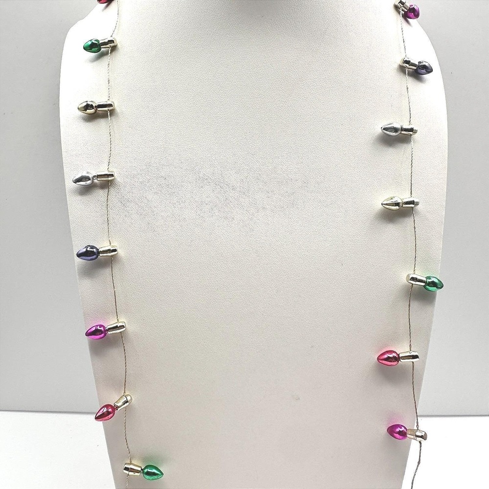Vintage Y2K Christmas Light Bulb Ornaments Necklace Gold Tone‎ Women's Jewelry